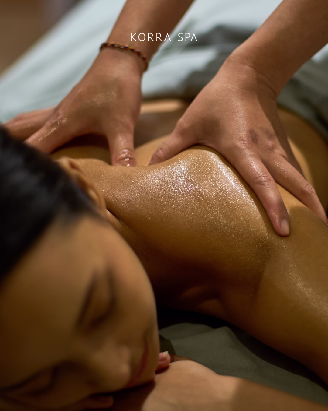 Couple's massage room at Korra Spa Bali with side-by-side treatment tables in private setting